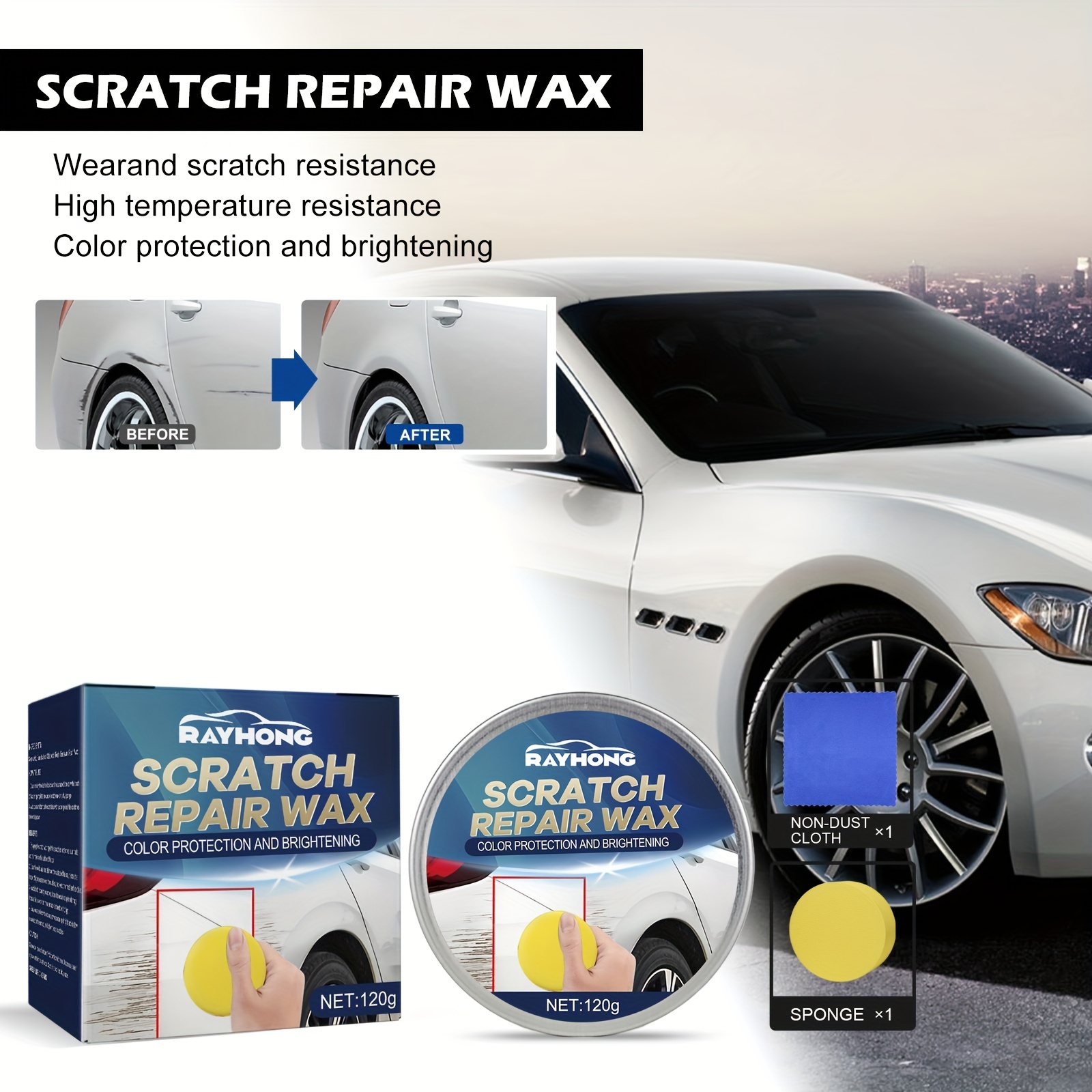 Car Wax Scratch Repair With Scratch Pen Repair Sponge - Temu