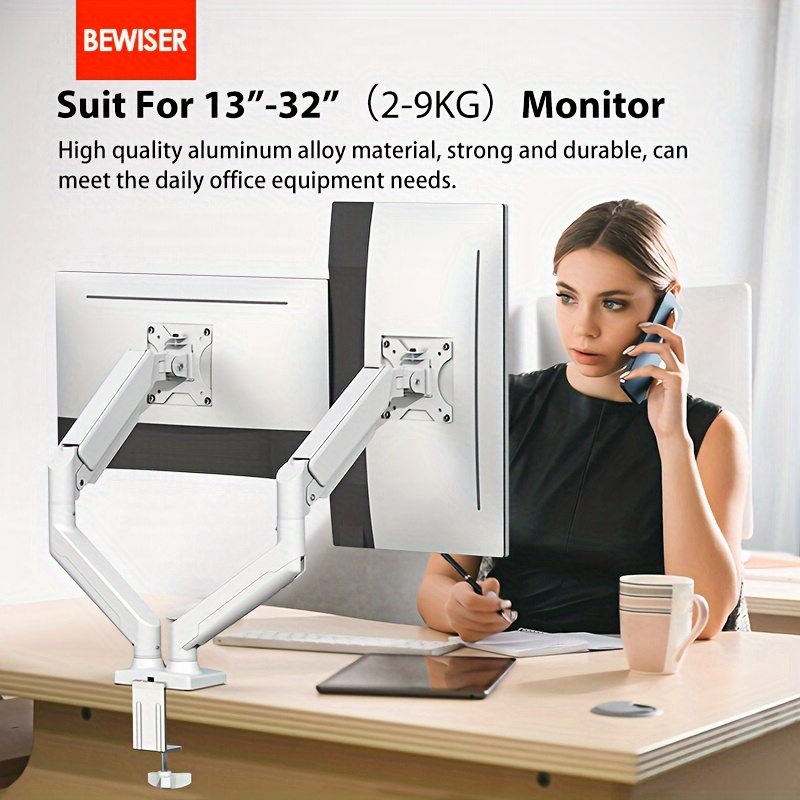 VIVO Soporte de escritorio para monitor LCD dual de 13 a 30 pulgadas,  soporte totalmente ajustable con inclinación y giro, capacidad para 2  pantallas