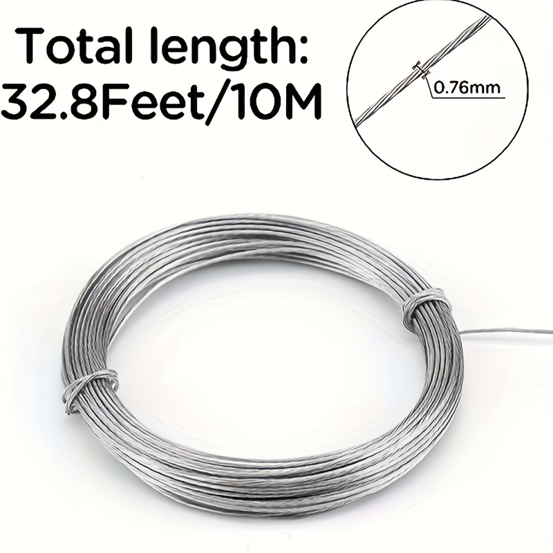 Picture Hanging Wire kit, Adjustable Heavy Duty Stainless Steel Wire Rope  Accessories, 50 Feet(Thick 1.5mm) Stainless Steel Hanging Wire Supports 50