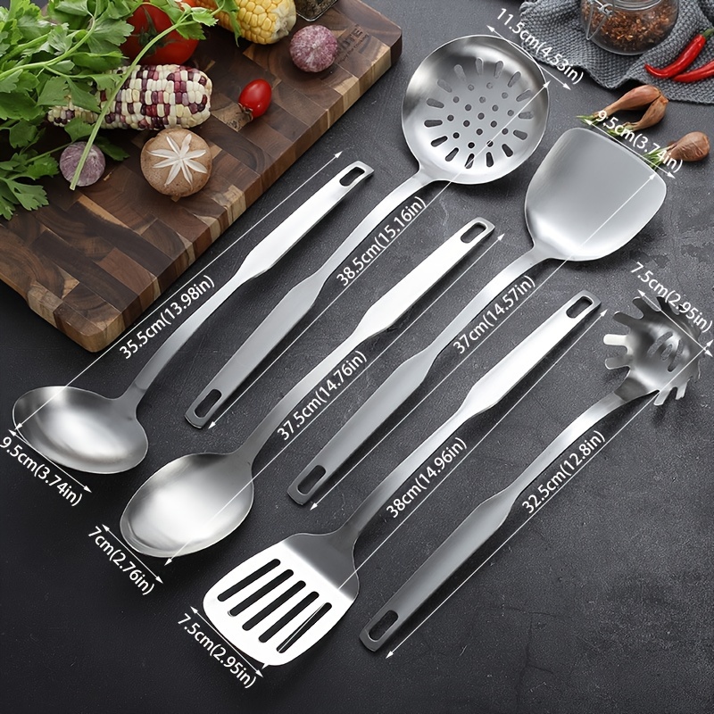 Stainless Steel Kitchen Cooking Utensils Set, Wooden Handle Kitchen Cooking  Wok Spatula, Wok Spoon, Soup Spoon, Colander Spoon, Slotted Shovel, Kitchen  Ladles, Kitchen Utensils, Kitchen Supplies, Back To School Supplies - Temu