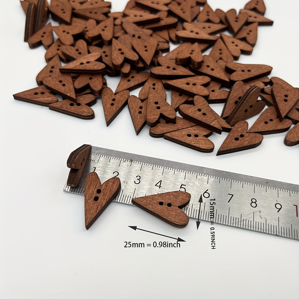 Wooden Heart shaped Buttons Diy Materials Mixed Wooden - Temu