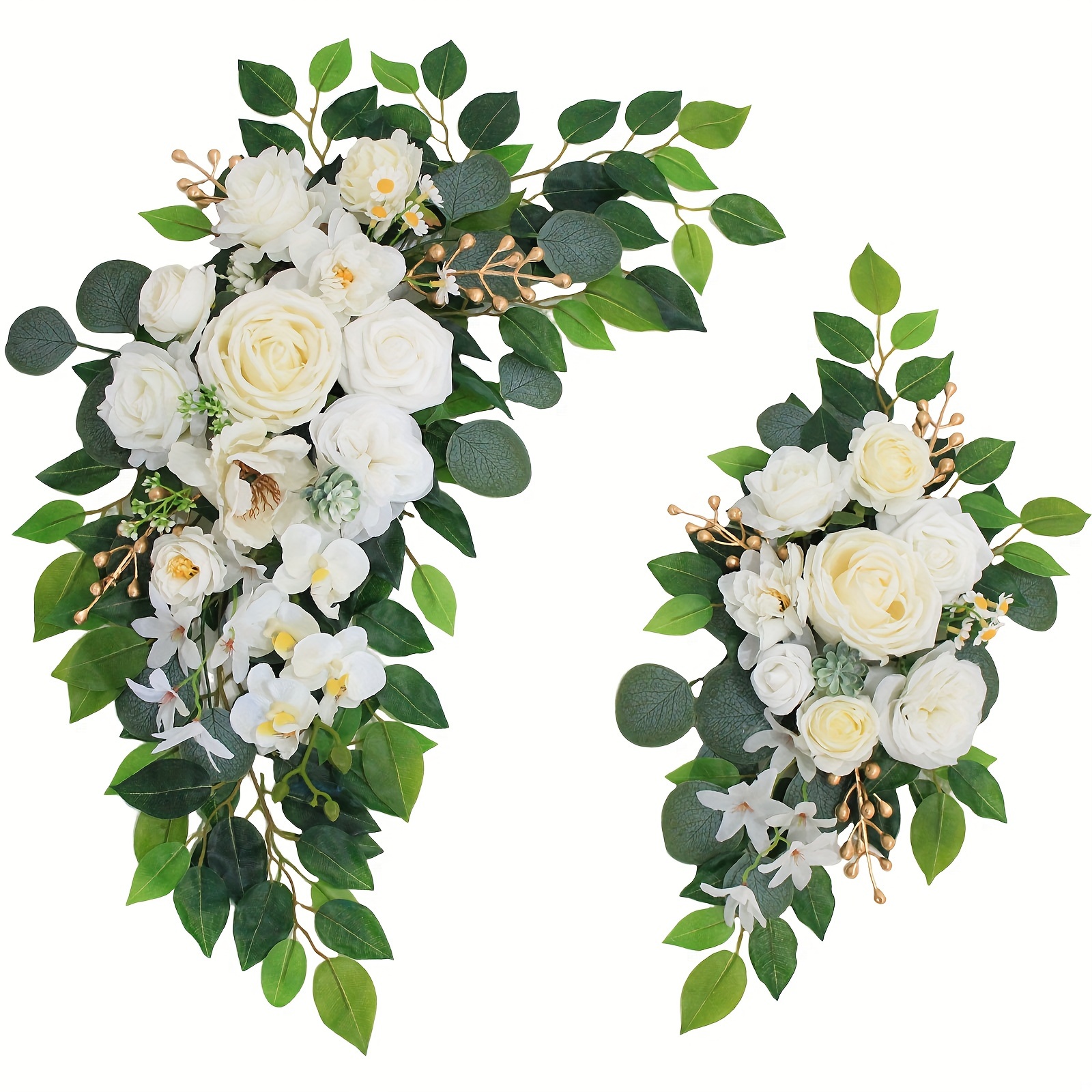 

2pcs/set, White Artificial Welcome Flower, Wedding Background Decoration, Arch Decoration, Banquet Decoration, Home Decoration, Suitable For Parties And Festivals And Indoor And Outdoor Decoration