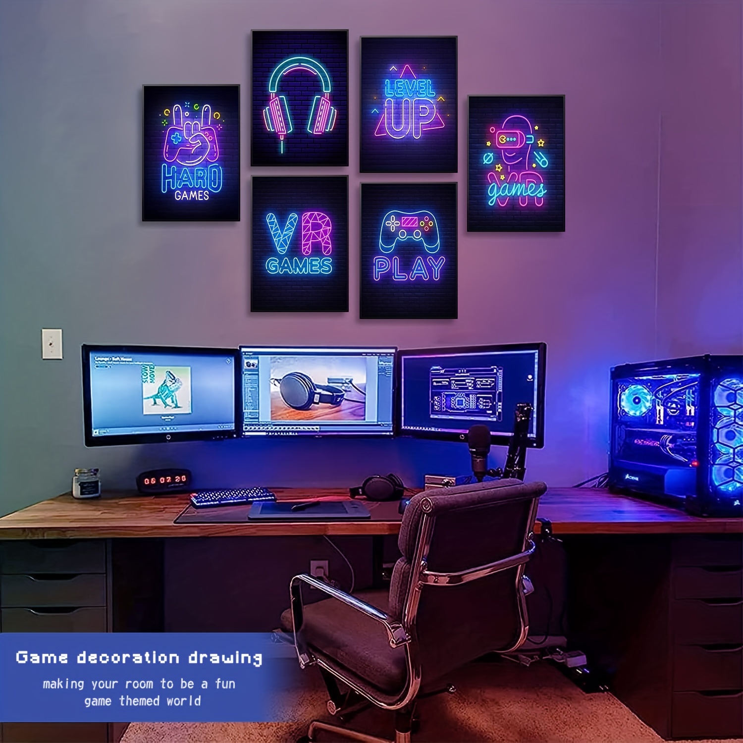 Neon Gaming Posters, Video Game Prints Wall Art, Video Game Room Decor for  Boys, Funny Gaming Canvas Posters for Teens Bedroom Kids Boys Room