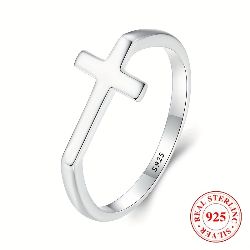 

925 Sterling Silver Cross Ring High Quality Jewelry For Men And Women Match Daily Outfits High Quality Gift For Family/ Friends/ Lover