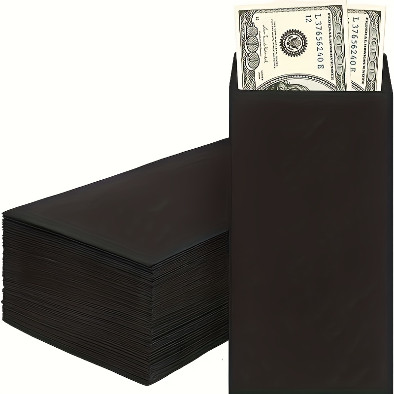 120 Pcs Black Envelopes Cash Self-adhesive Money Organizer Gift