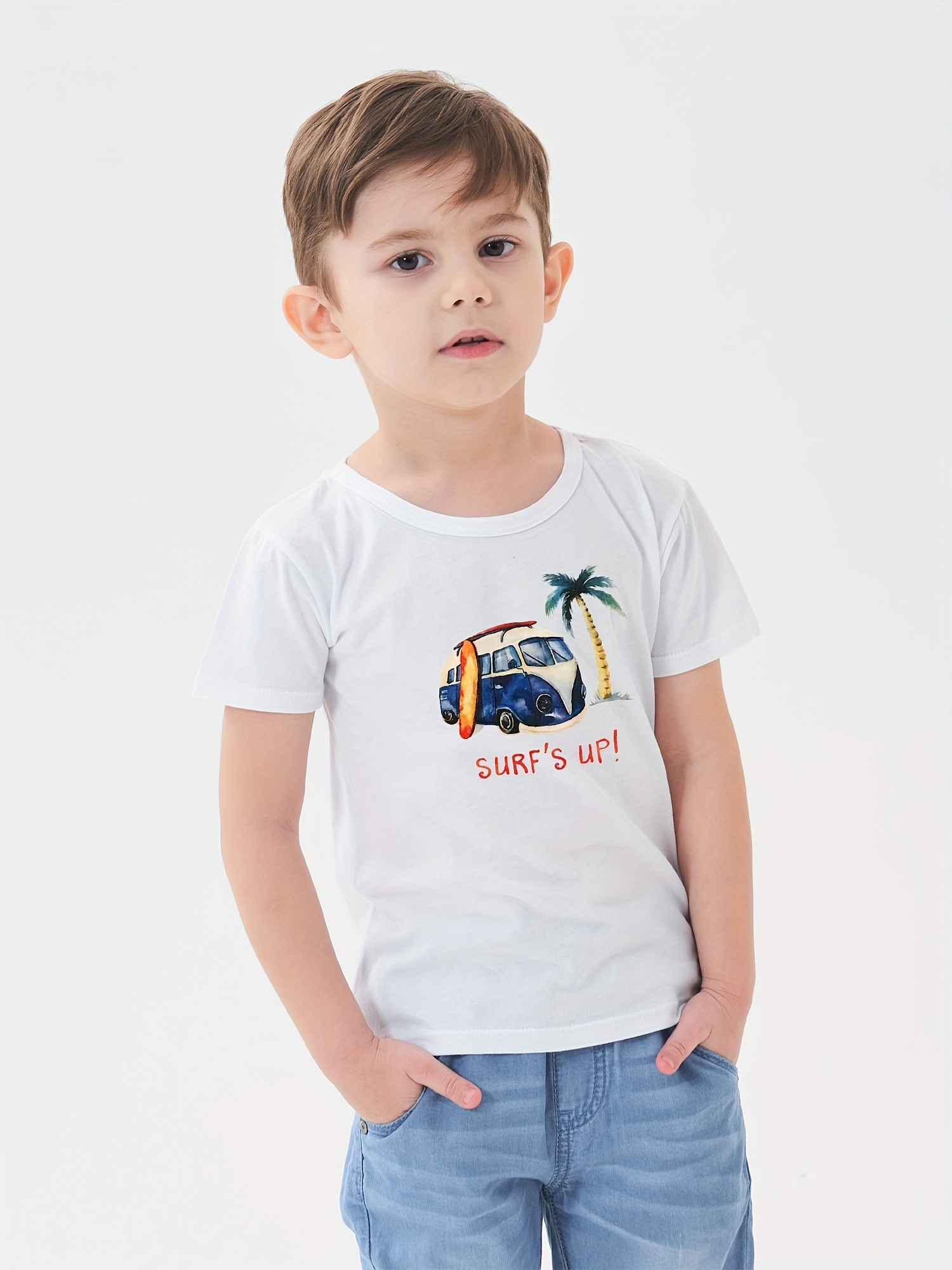 Camiseta Con Estampado De Coches Y Árboles Surfs Up Temu Mexico