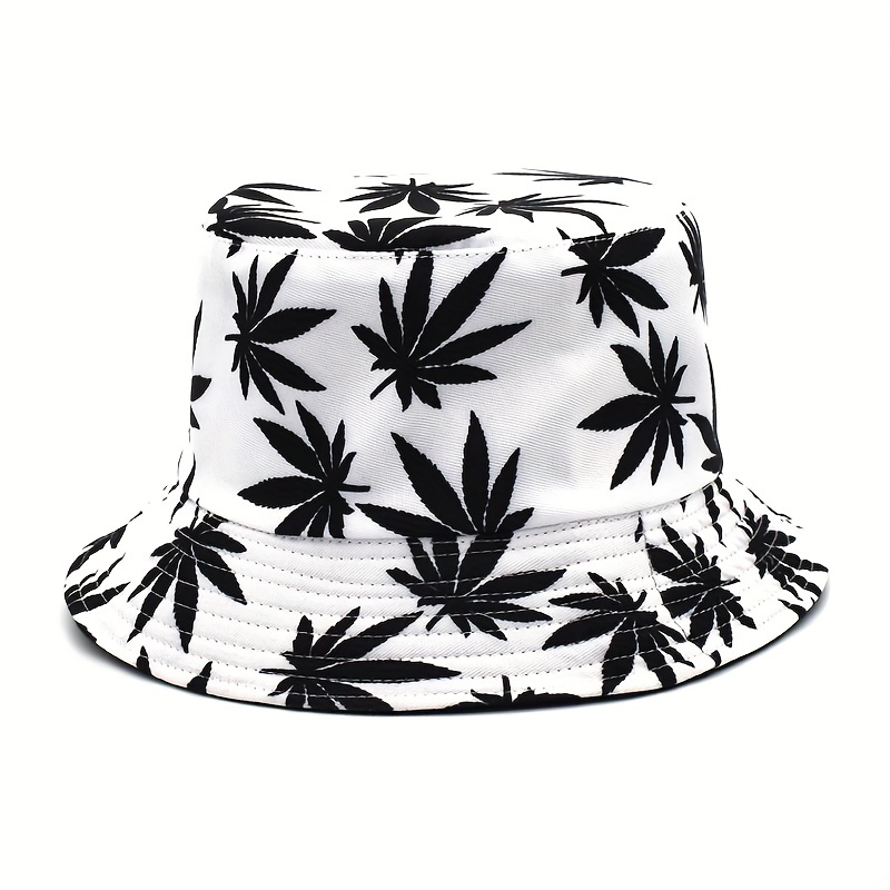 Black Rasta Weed Leaf Pot Marijuana Fisherman's Fishing Bucket Hat