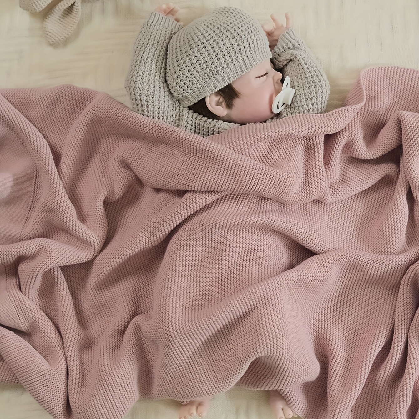 Couverture enveloppante pour nouveau-né, couverture tricotée chaude et  épaisse plus