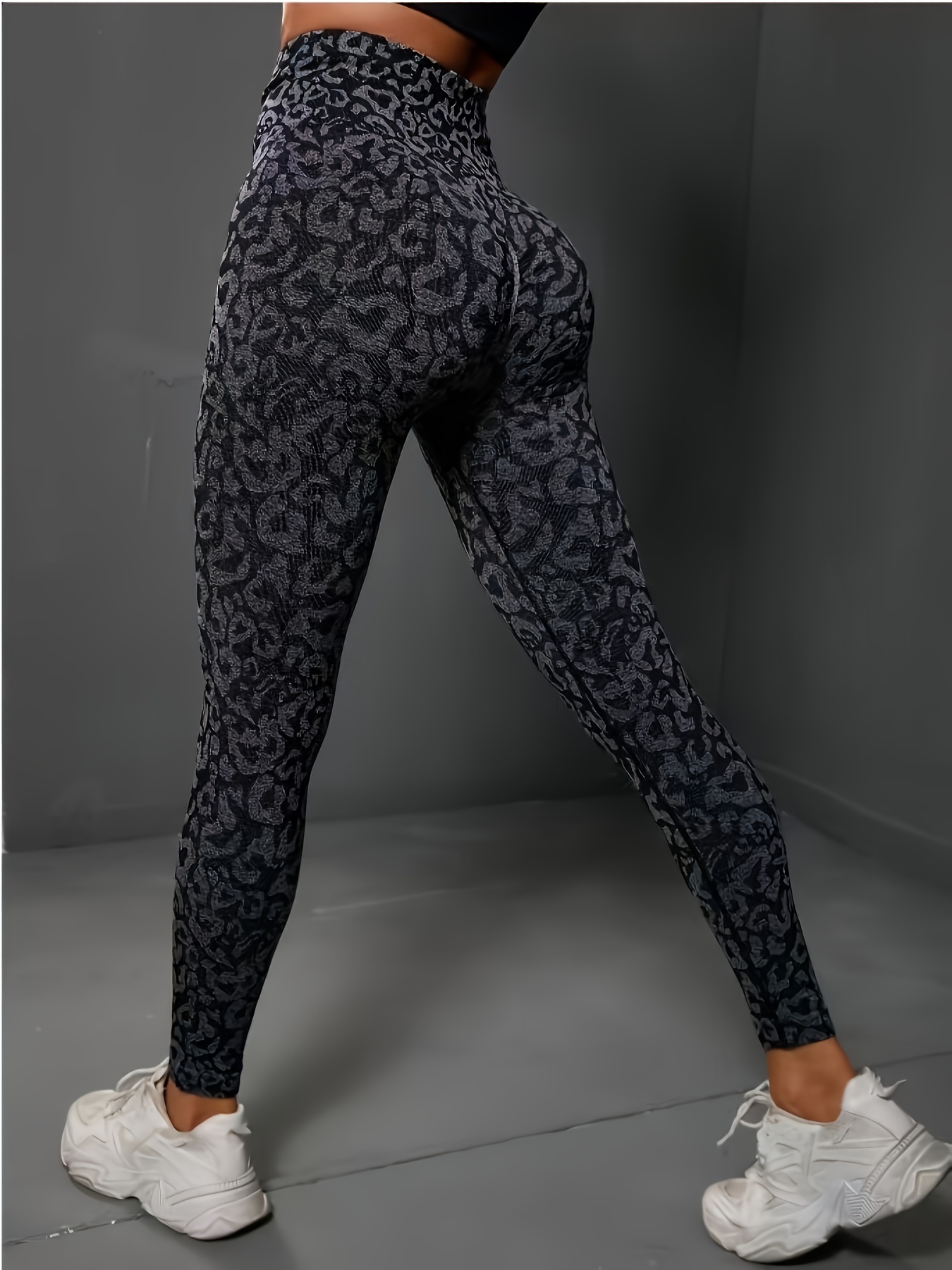 Leopard Print Slim Fit Yoga Pants Stretch Running Workout - Temu Canada