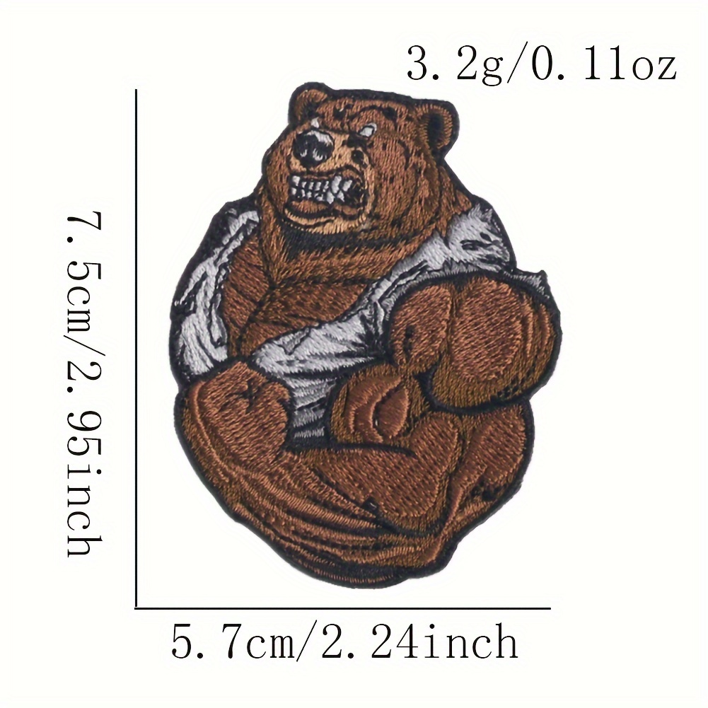 BIG Two Tone Kodiak Grizzly Bear Iron on Embroidered Patch Large