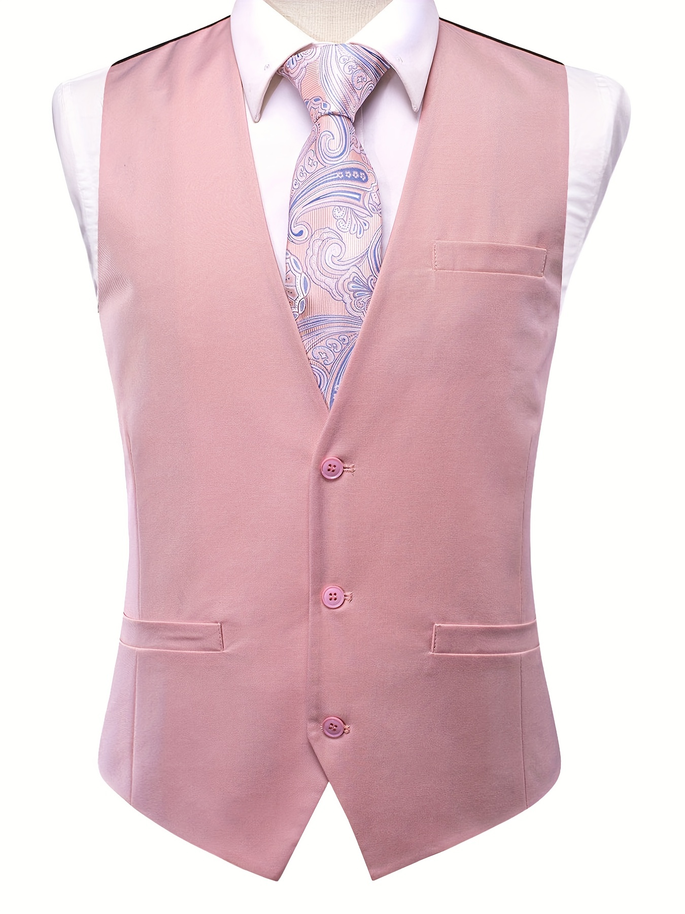  Chaleco de seda tejida para hombre, chaleco rosa, conjunto de  gemelos para hombre, vestido de esmoquin para boda, negocios, ajuste  ajustado (color rosa, talla XL) (rosa L) : Ropa, Zapatos y
