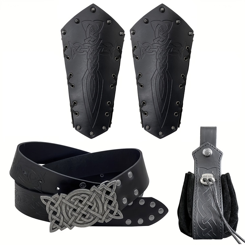 2pcs Medieval Viking Belt Faux Leather Belt Pouch Renaissance