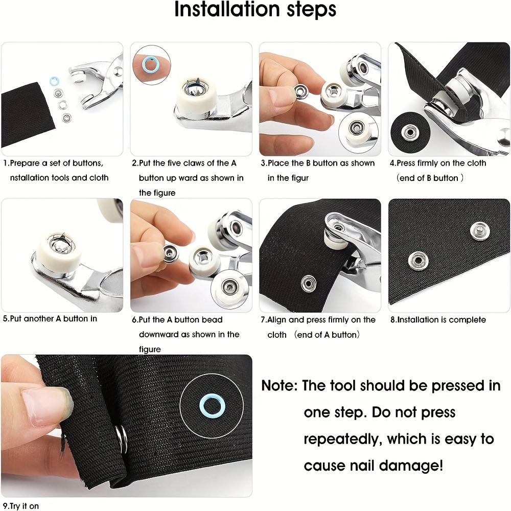 Metal Snaps Buttons With Fastener Pliers Press Tool Kit - Temu