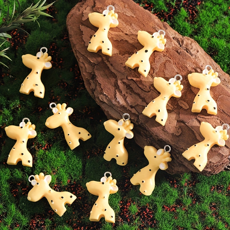 

12pcs Cute And Adorable Yellow Giraffes Pendant Cartoon Animal Resin Charms For Diy Necklaces, Earrings, Pendants, Keychains And Other Jewelry Accessories