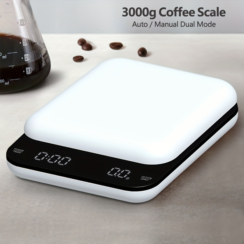 Báscula para verter sobre café, báscula electrónica portátil de 3kg/0,1g  para café por goteo, báscula con temporizador, funcionalidad de alta  precisión Jadeshay A