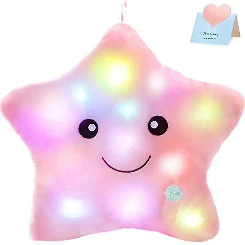 1pc, 9/13in Almofada Luminosa Macia De Pelúcia Recheada De Estrelas  Coloridas Brilhantes Com Luz LED Brinquedos Presente Para Crianças Meninas,  Jogos Educativos Divertidos, Presentes De Festa, Presentes Para Crianças,  Presentes De Feriado