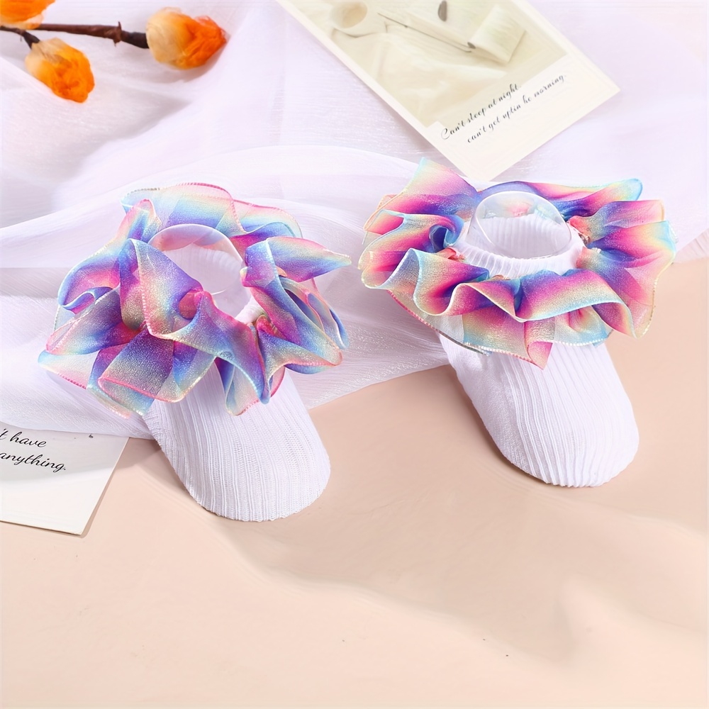 Baby Girls Socks Toddler Ruffle Lace Ribbed Dance Socks - Temu