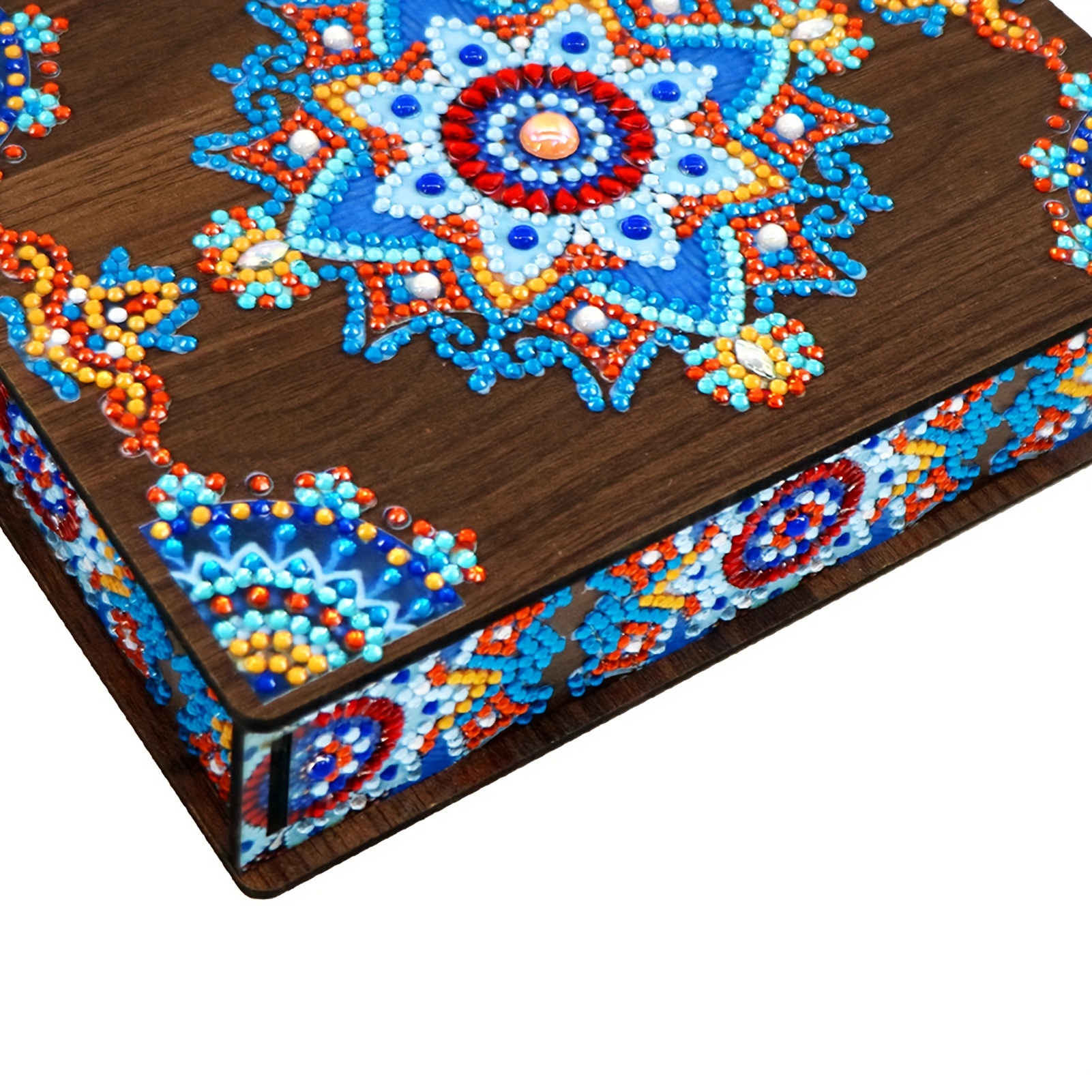 New Diamond Painting Storage Box DIY Handmade Sticker Diamond Mandala  Jewelry Box Living Room Entryway Storage Wooden Box @#A07