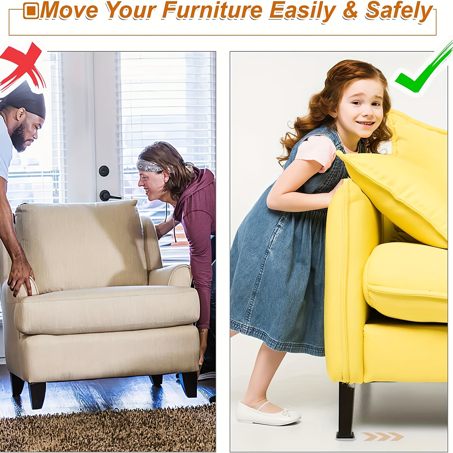 Deslizadores para muebles, 16 piezas de 3 1/2 pulgadas, resistentes y  reutilizables para mover muebles en la alfombra, mover fácilmente sofás