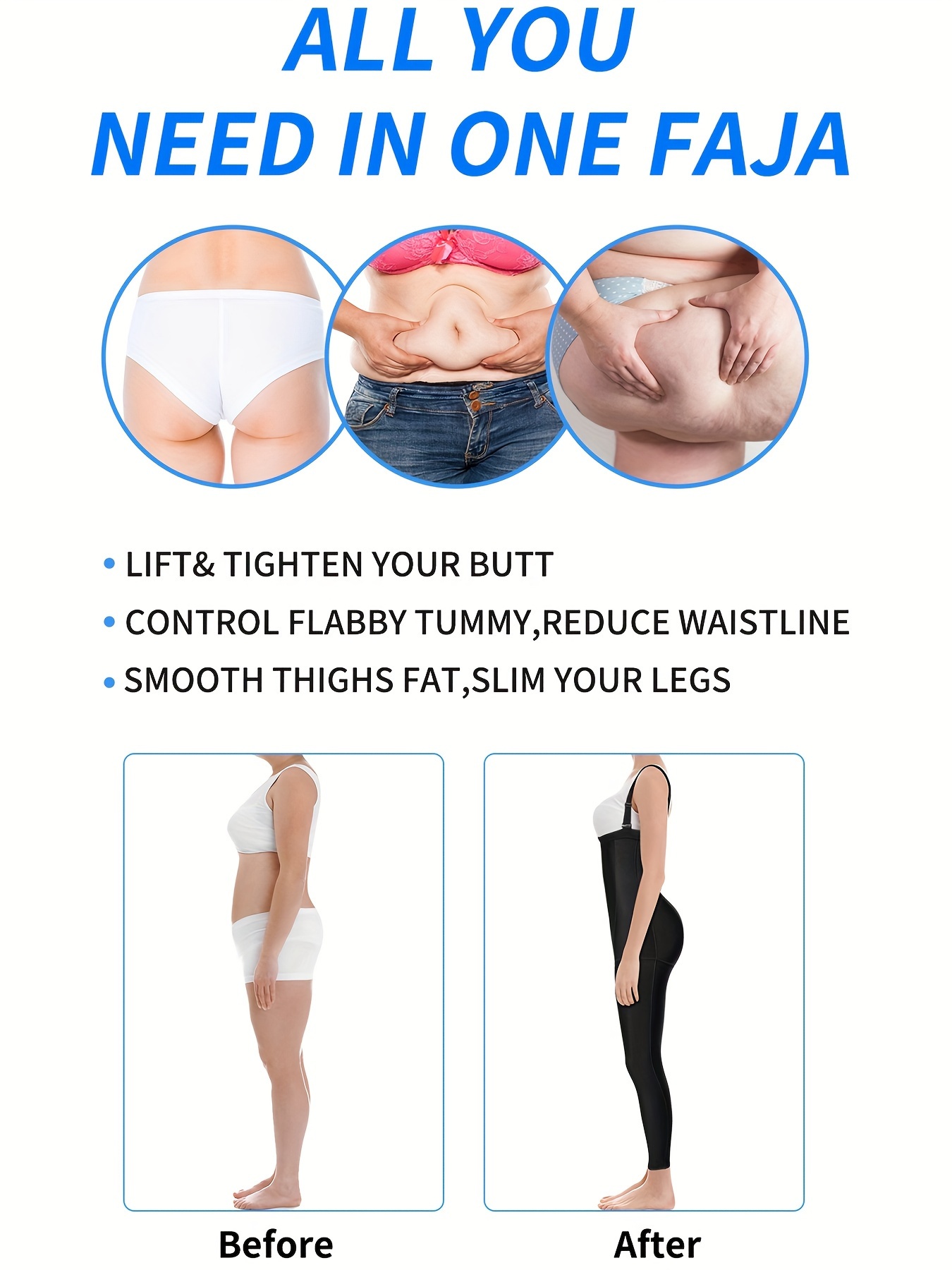 Tummy Control Waist Shaping Thigh Jumpsuit Waist Shapewear - Temu Canada