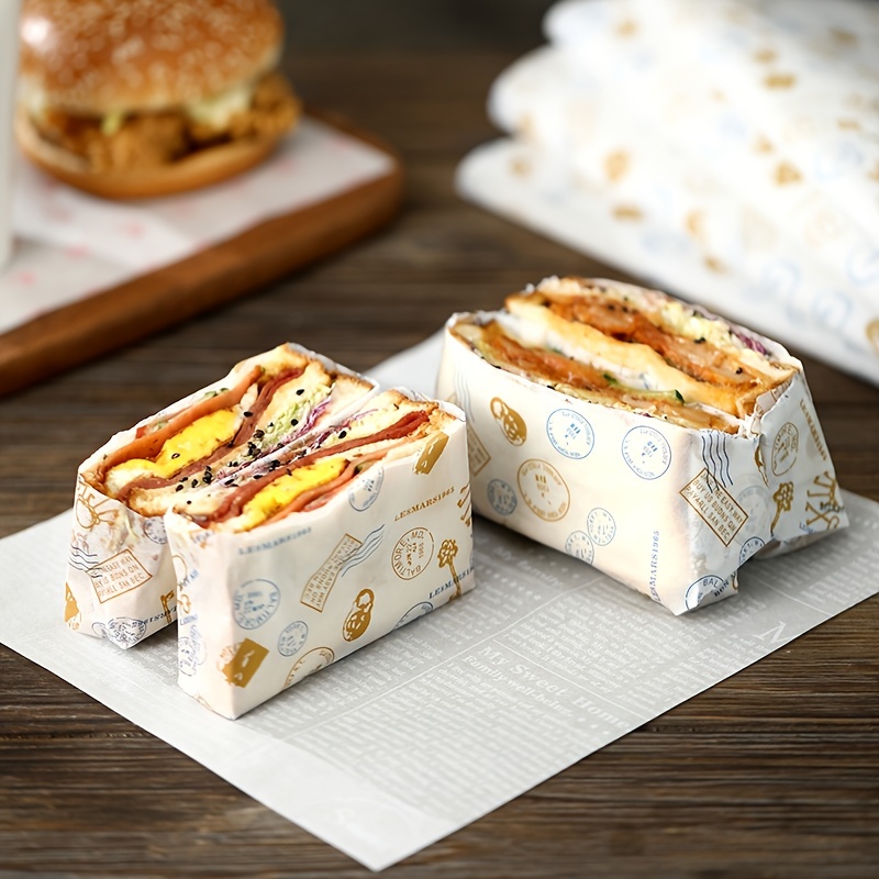 Sandwich Wrapping Paper, Greaseproof Paper, Hamburger Packing Box, Rice  Ball Cheese Wrapping Paper, Burrito Baking Paper - Temu