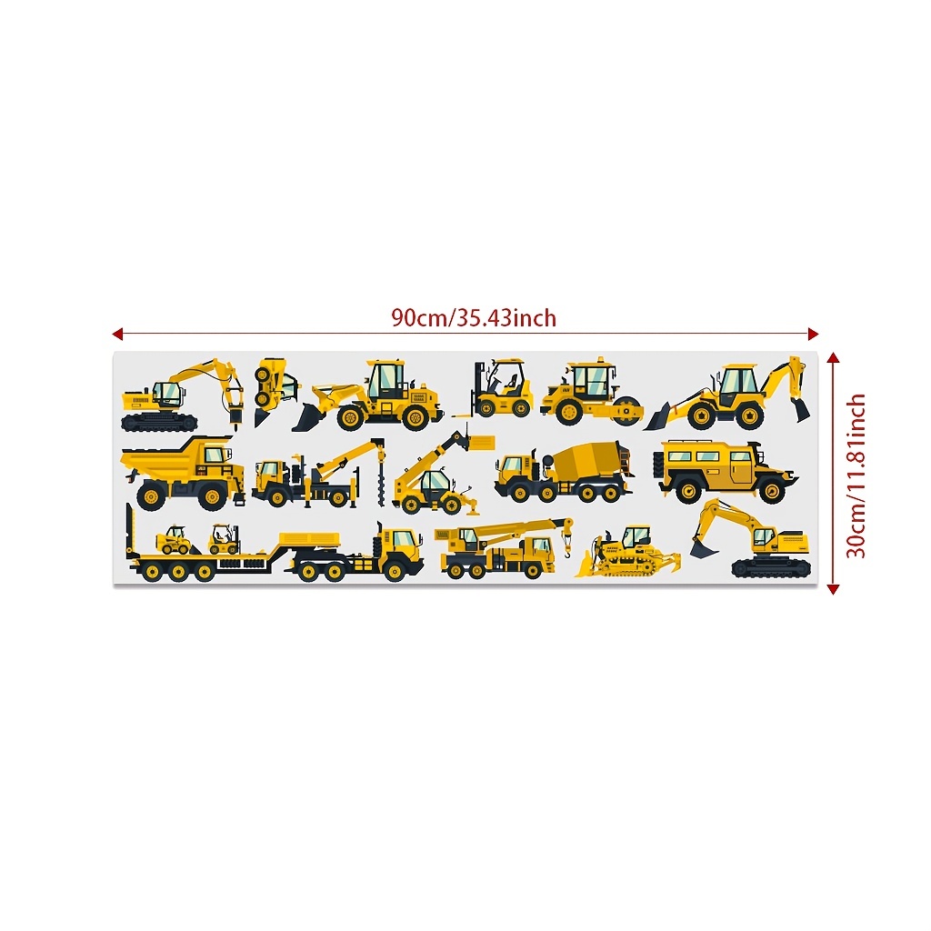 1pc yellow and black digger truck wall sticker peel and stick   vehicle decal for home bedroom decor cartoon engineering car wall art murals 2