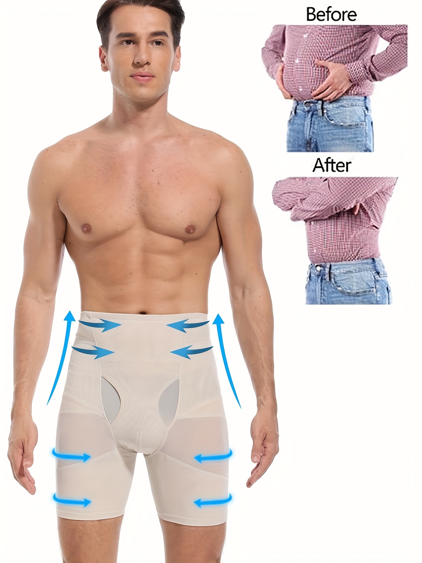 Men Body Shaper Compression Shorts Waist Trainer Tummy - Temu Canada