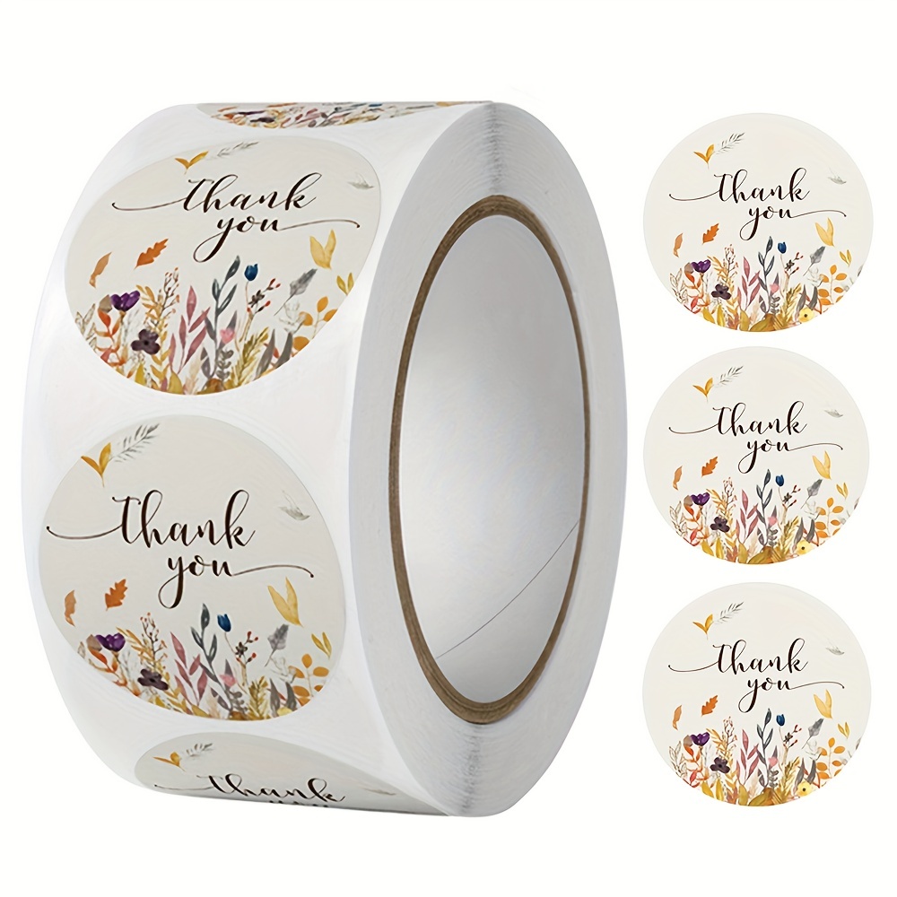 

500pcs Labels Round Autumn Floral Thank You Stickers For Seal Label Christmas Sticker Decoration Office Stationery Sticker