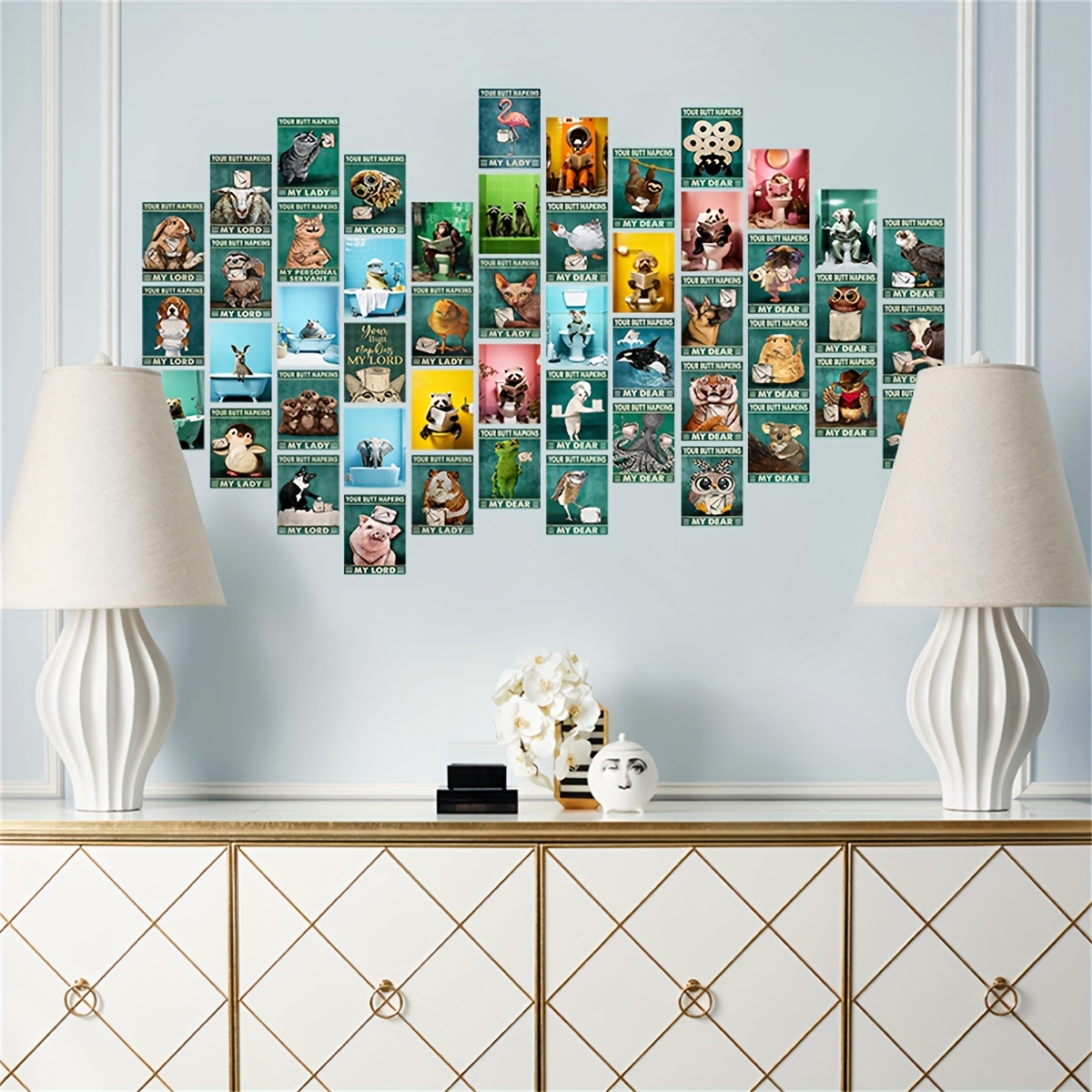 50pcs Postcard Collage Kit Animals Wall Decor Room Funny Toilet Picture