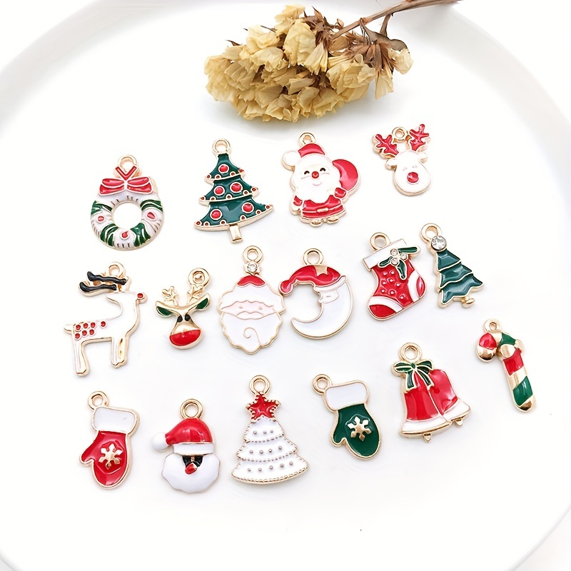 50-200Pcs Mix Random Christmas Drop Oil Alloy Pendant Colorful Enamel Christmas Charms for DIY Necklace Jewelry Accessories Christmas Supplies,Temu