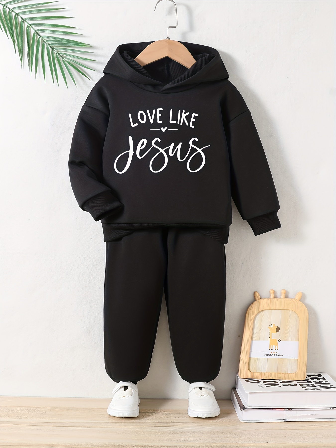 Girls Letter Embroidery Plush Hoodies + Tank Top + Jogger - Temu