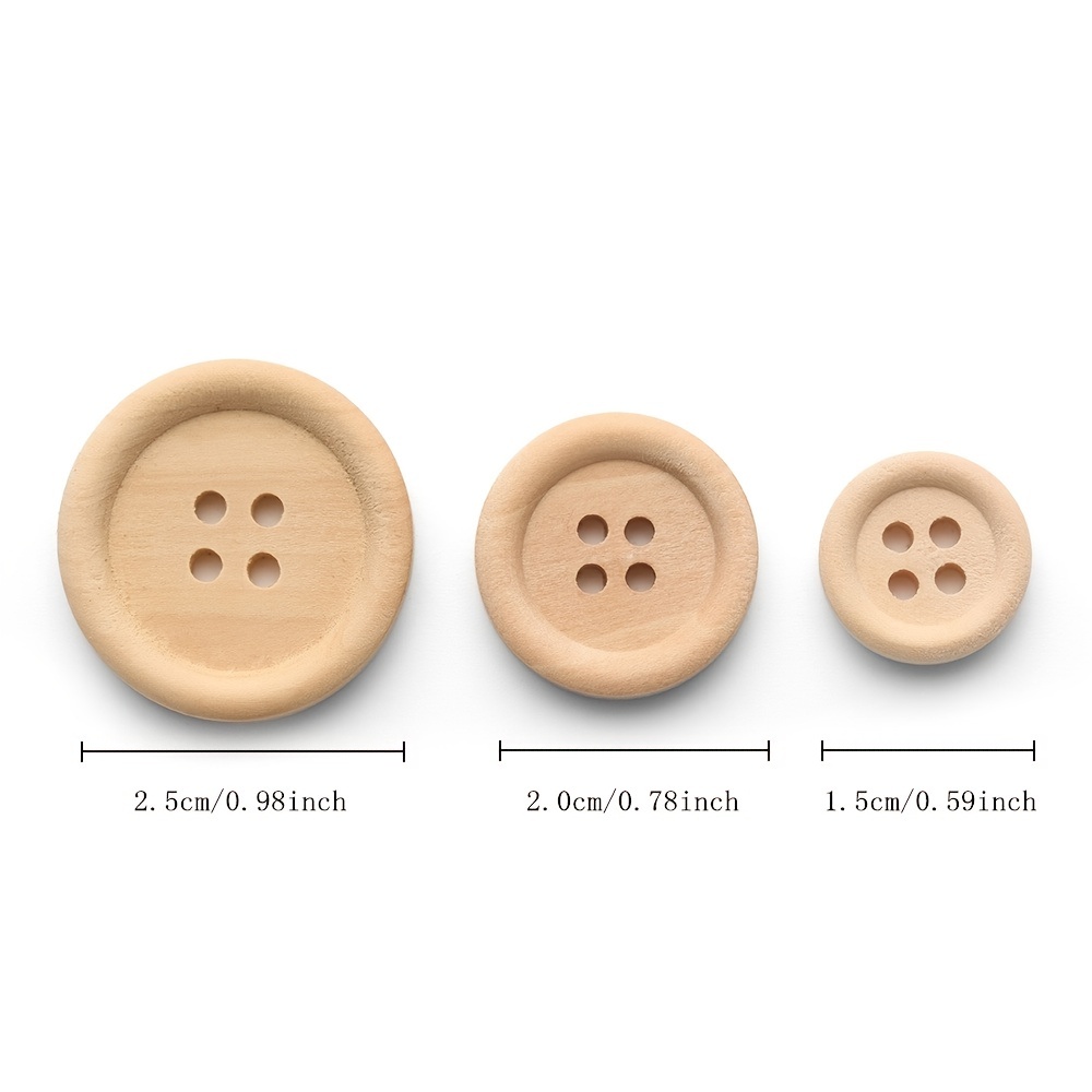 50 Bottoni in legno naturale con 4 fori (12,15,18,20,25 mm) - Legno d'ulivo  - Legno chiaro - Accessori per il cucito * Prodotti e spediti dalla SPAGNA