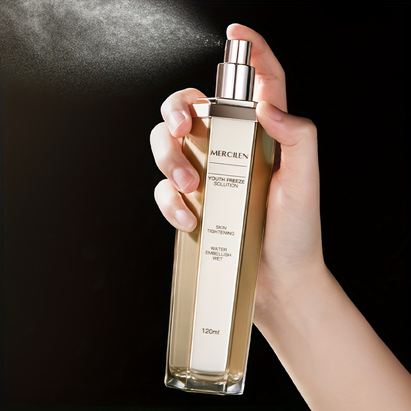 MERCILEN Collagen Boosting Makeup Spray - Hydrating & Moisturizing with Shea Butter, Hyaluronic Acid & Niacinamide, Fragrance-Free for All Light Beige Types, Men & Women, Daily Skincare, Sleek Bottle Design, Niacinamide Enriched - Image 9