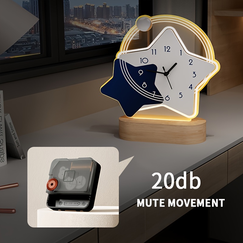 Buy 1pc Star Planet Clock Mute Desk Clock With Night Light Light Up Desk Clock Home Decoration