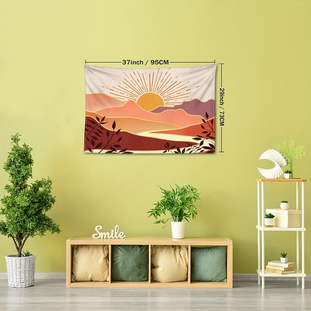 Cartoon Mountain Peak Sunrise Tapestry Wall Hanging Kawaii - Temu Australia