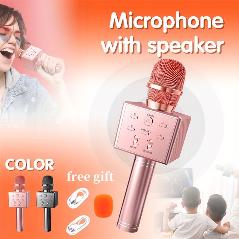 Link Wireless Bluetooth Karaoke Microphone Portable 3-in-1 Handheld  Wireless Speaker Dance Party Makes A Great Gift For Kids & Adults - Gold
