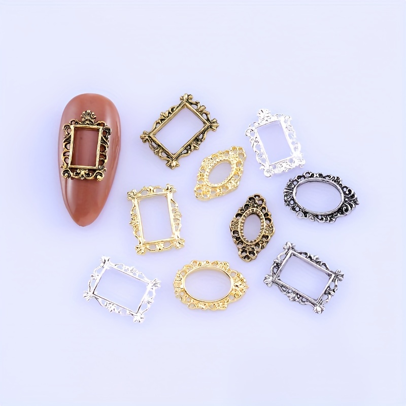  10pcs 3D Irregular Metal Frame Pearl Nail Charms for Acrylic  Nails,Retro Pearls Alloy Nail Charms Hollow Out Metallic Nail Art Charms  Nail Jewels for Nail Art Punk Nail Accessories Women Nail