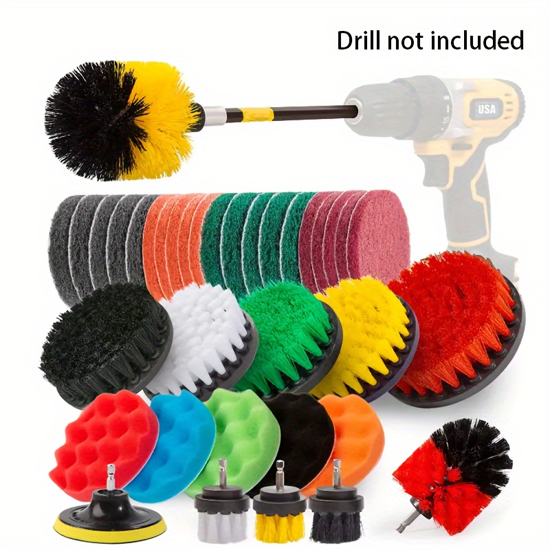 12pcs Drill Brush Set Cleaning Brush Power Scrubber Car Spin Tub