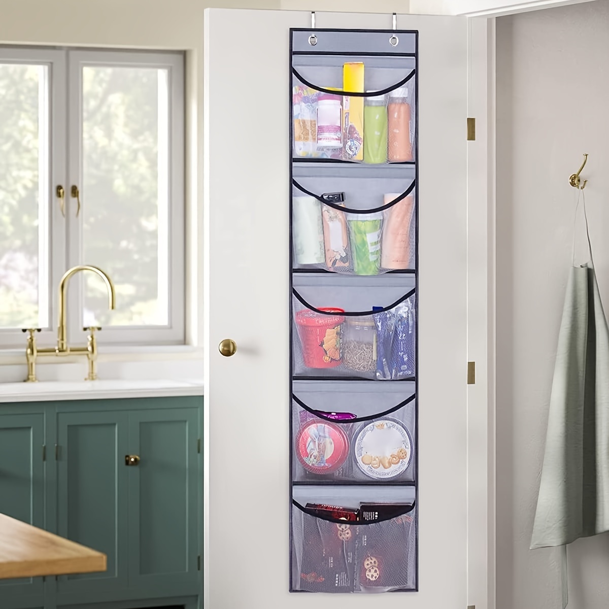 Over The Door Storage Pouch With 5 Pockets, Foldable Hanging Closet Storage  Bag With 2 Hooks, Perfect Home Sundries Organizer