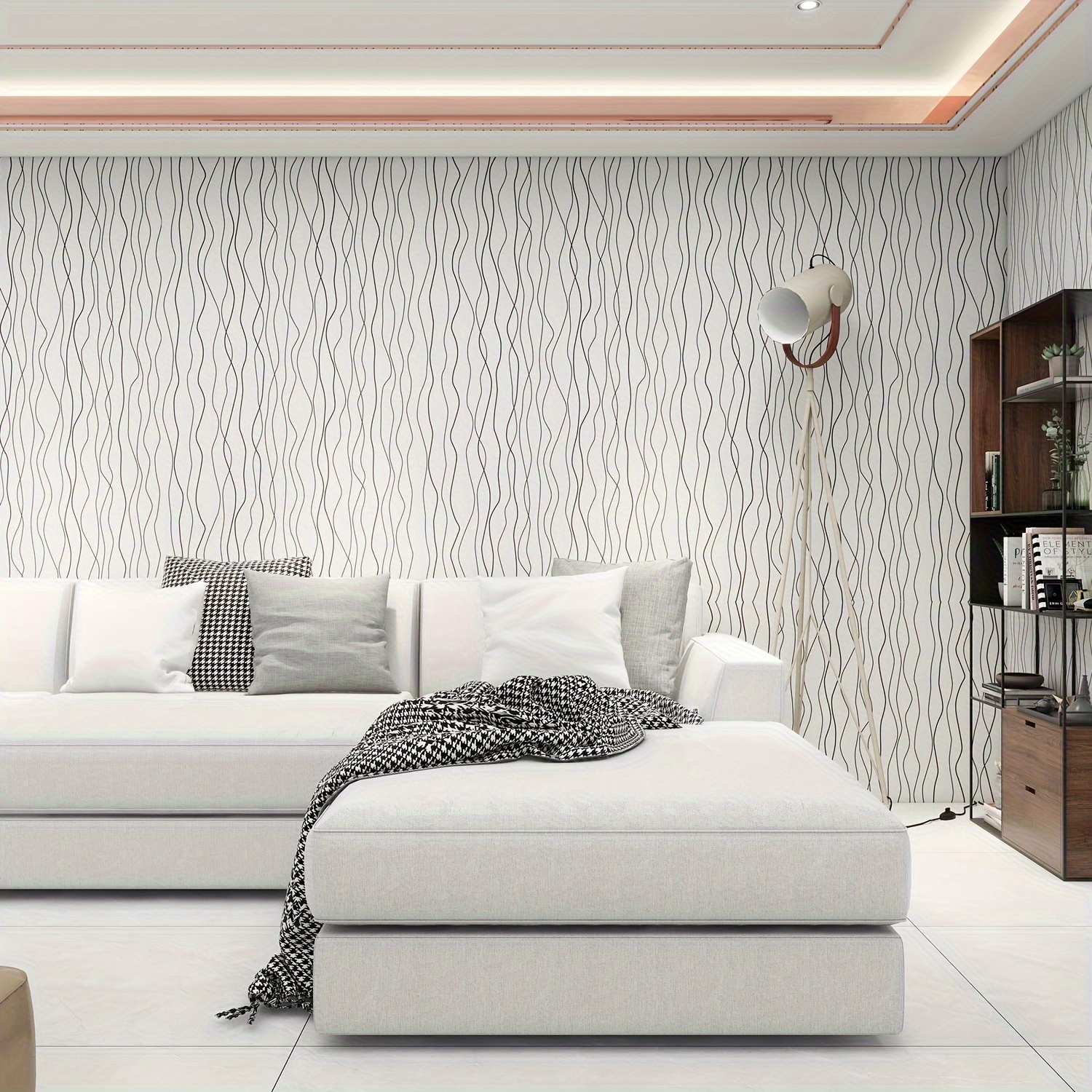 Self adhesive Wallpaper White Silvery Wave Pattern Contact - Temu