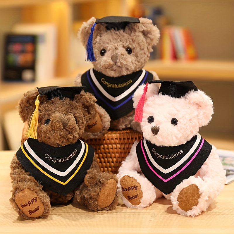 

1pc Triangular Bandana Dr. Bear Graduation Commemorative Gift Plush Toy, Graduation Dr. Bear Doll Festival Decoration Plush Teddy Bear