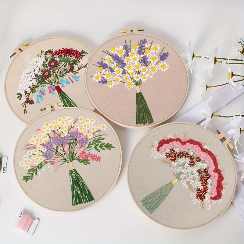 1p Set Diy Embroidery Kits With Embroidery Hoop Needlework - Temu