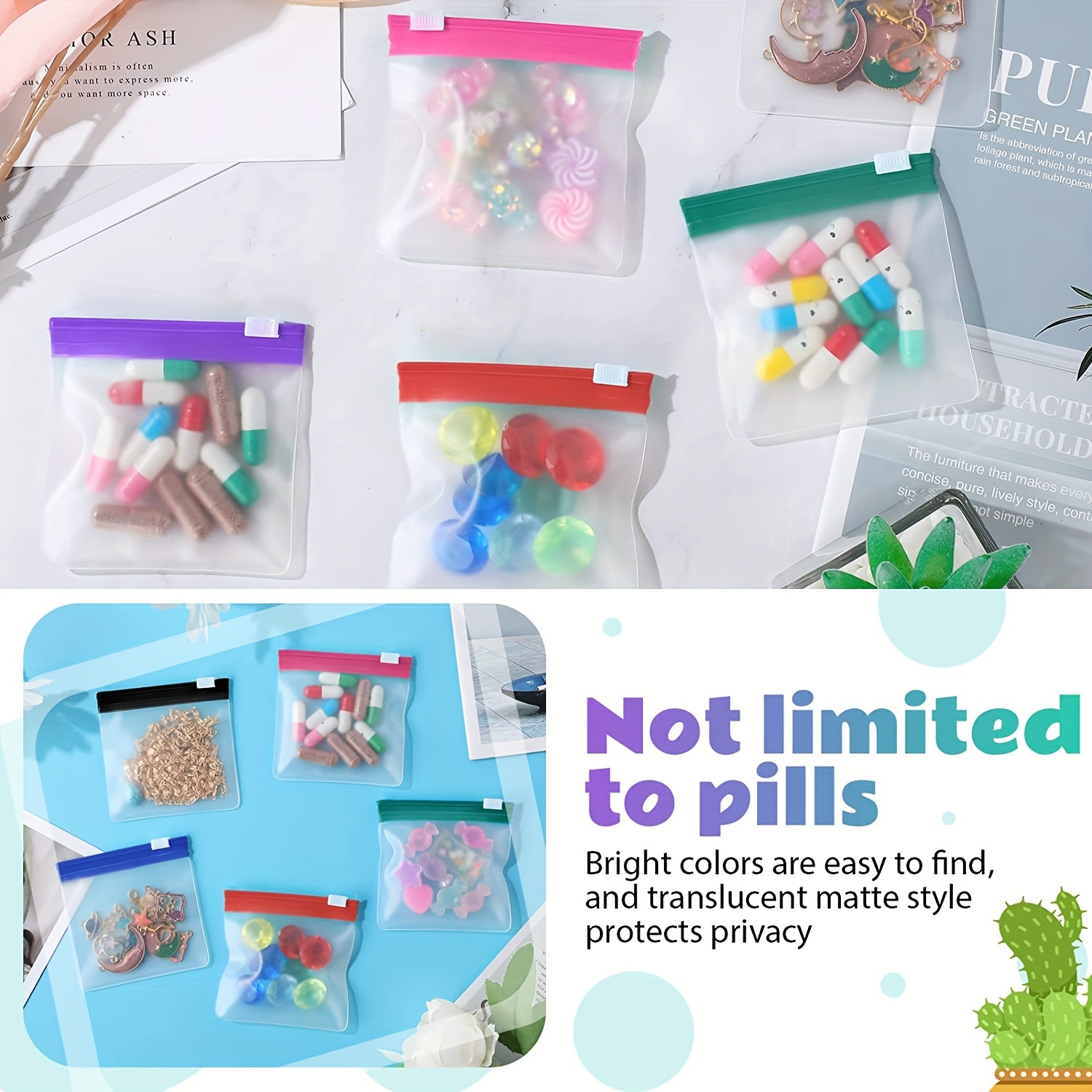 MEDca Pill Pouch Bags 4'' x 2.75 - Disposable Zipper Pills Baggies -100  Pack 