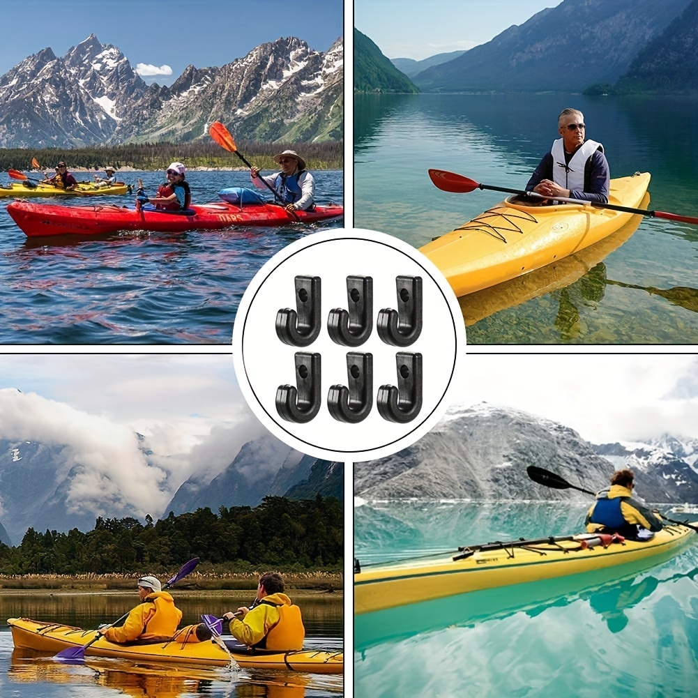 10pcs J-Shaped Black Nylon Lashing Hooks - Perfect for Kayaks, Boats,  Canoes & Camping Tents!