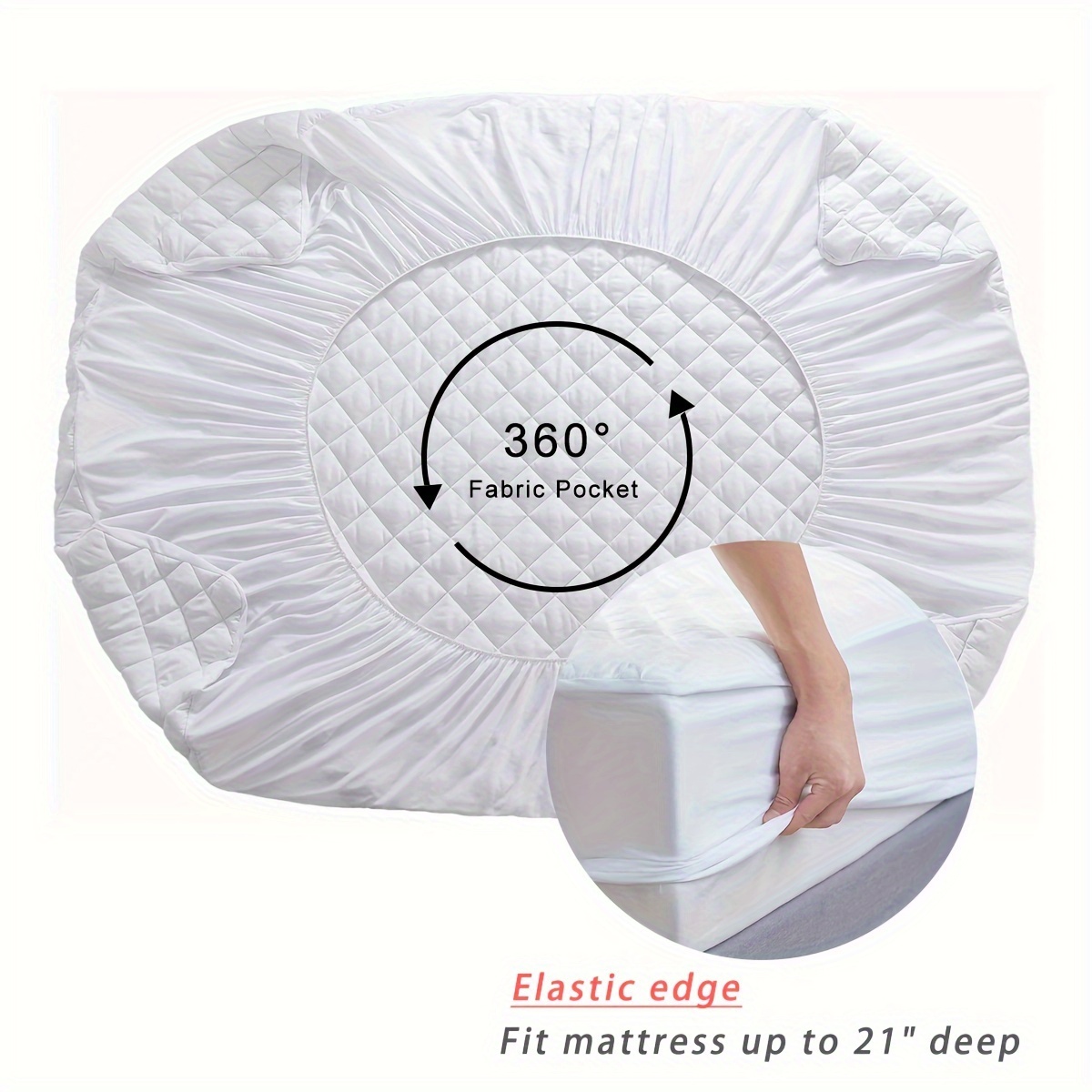 Protector de colchón impermeable acolchado a prueba de polvo, grueso,  cálido, lavable en relieve, textil para el hogar, falda extra profunda,  funda de
