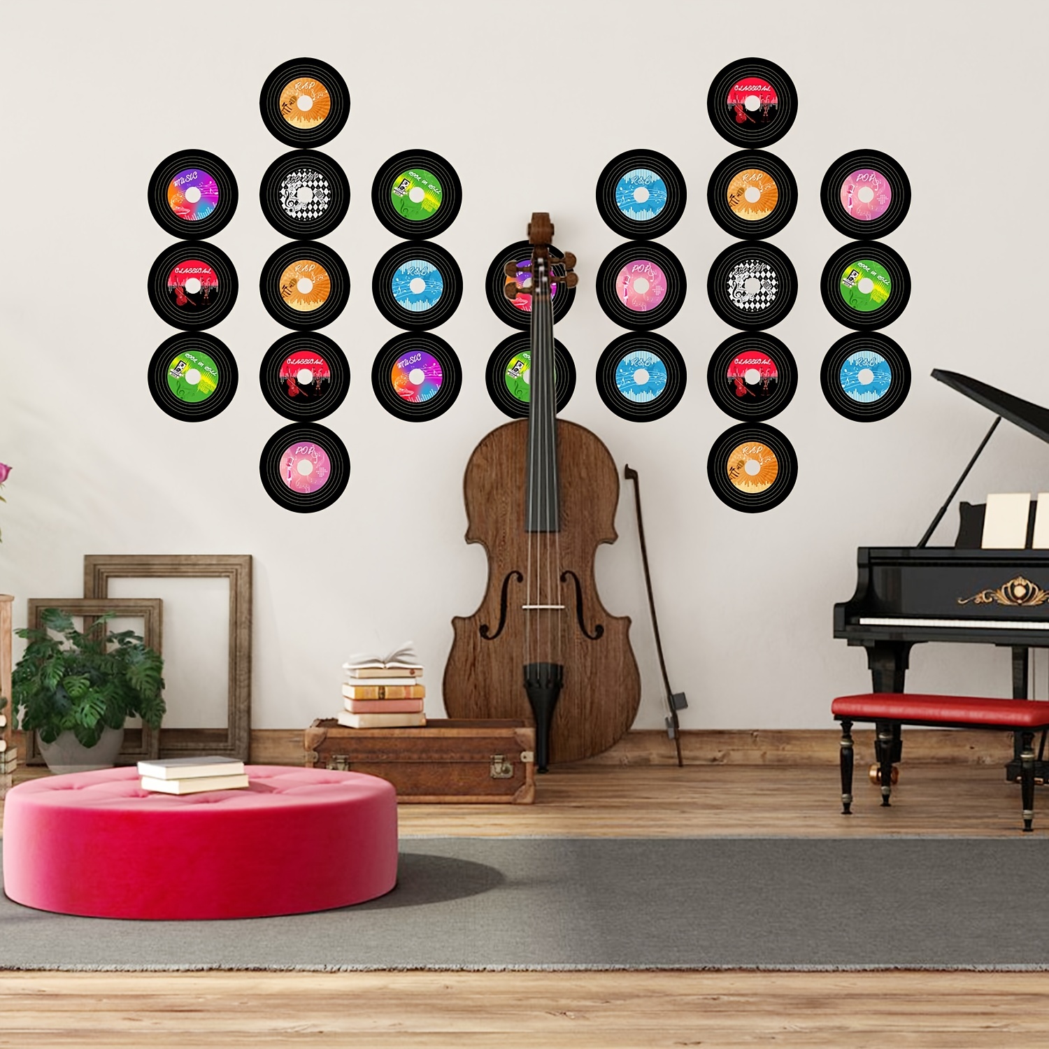 Abstract Vintage Records Music Wall Decal – Wallmonkeys