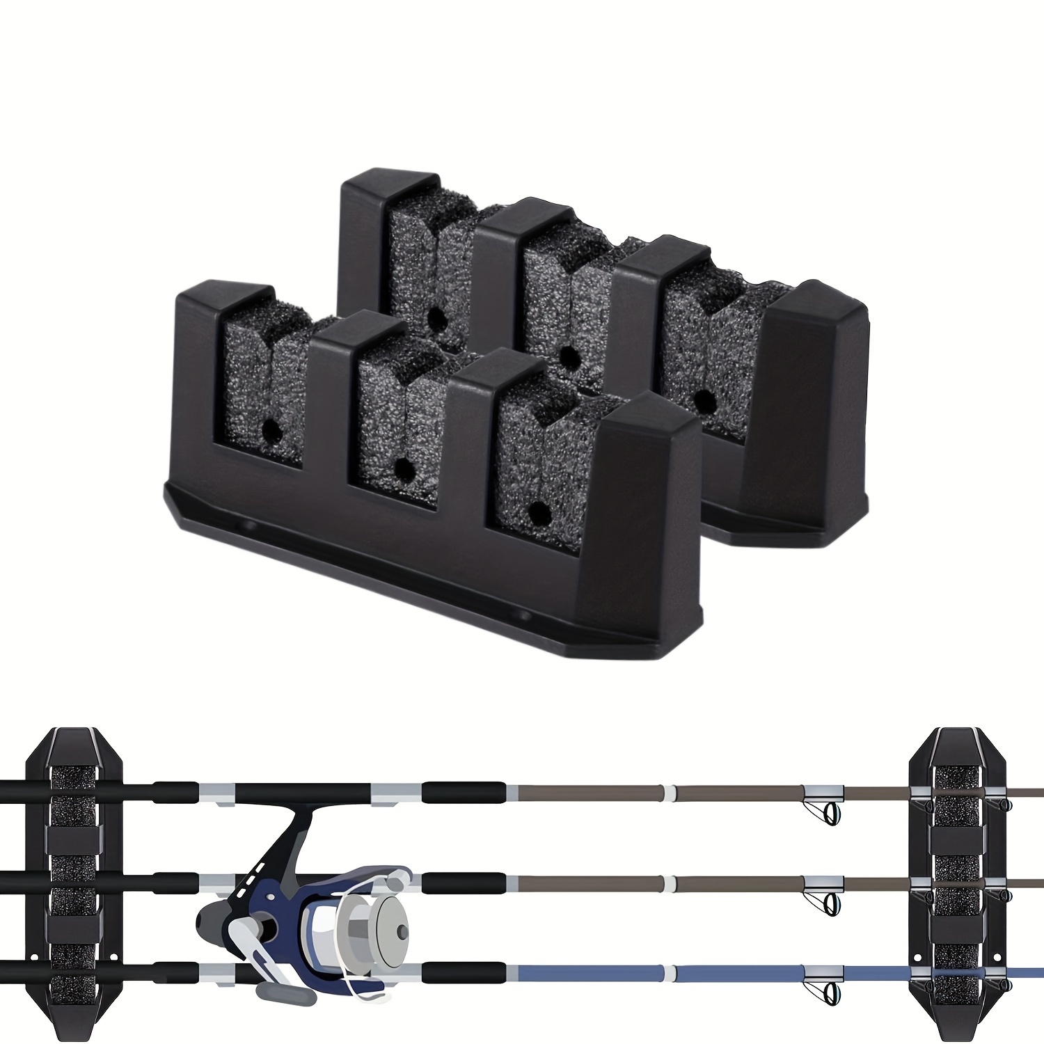 1pair Universal 3-Rod Storage Holder For Most Fishing Rods, Durable Fishing  Pole Holder & Rack