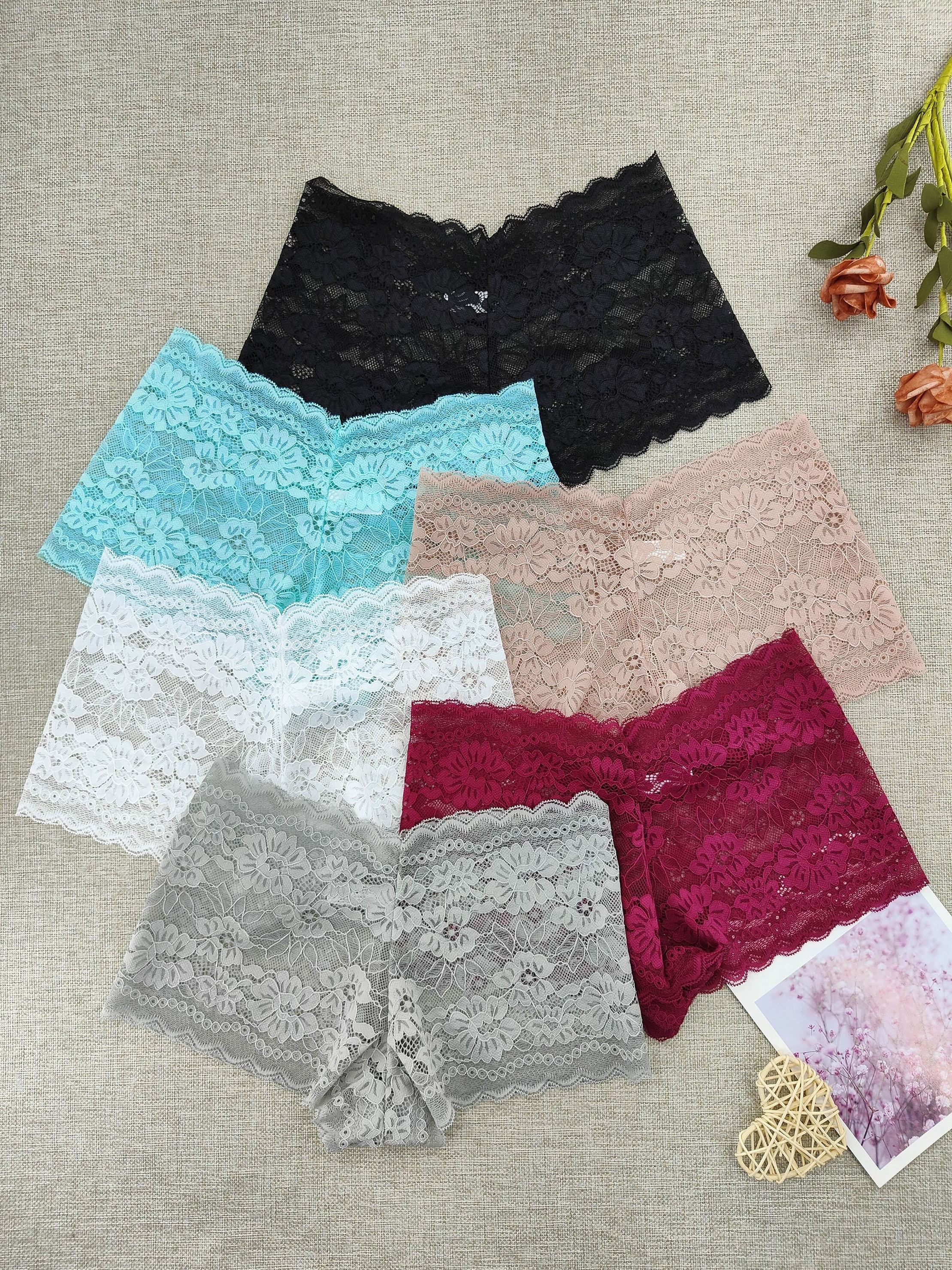Lace Stitching Boyshort Panties Soft Comfortable Scallop - Temu Canada