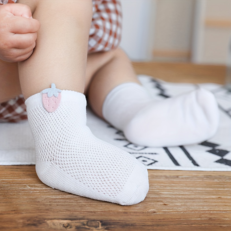 5pairs Baby Boys Girls Kids Mesh Thin Breathable Soft Comfy Socks, 3-12  Years Old Children's Cute Socks For Spring Summer