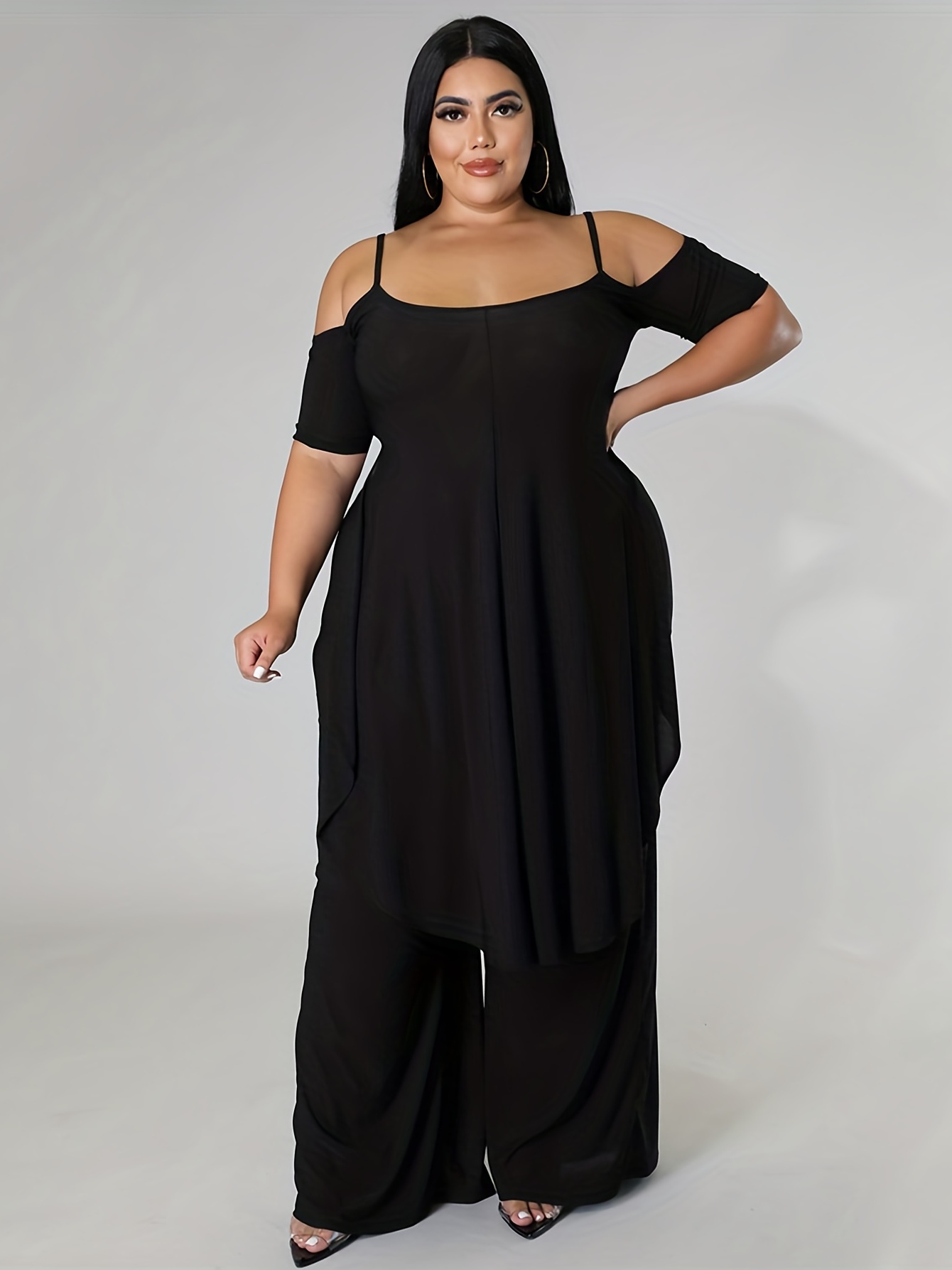 Plus Size Sexy Outfits Set, Women's Plus Letter Print Short Sleeve Top &  Semi Sheer Pants Outfits Two Piece Set